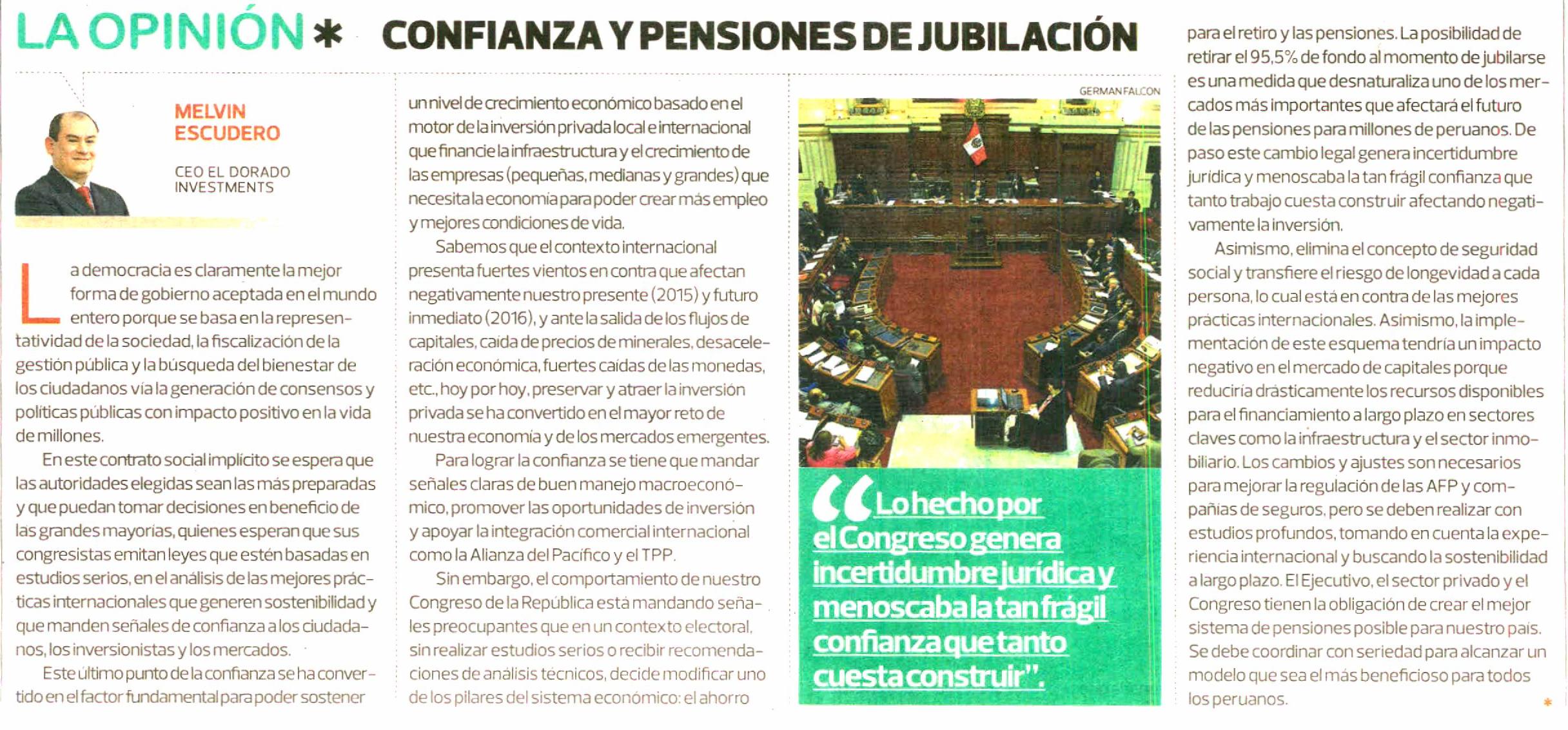 Confianza y Pensiones de Jubilación